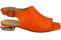 Pohodlné dámské sandály Oranžové sandály s plochým zlatým podpatkem Přírodní kůže 207 ElitaBut