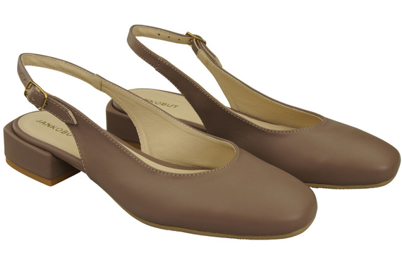 Dámská obuv Sandály Cappuccino Dark Flat Heel Natural Leather 206 ElitaBut