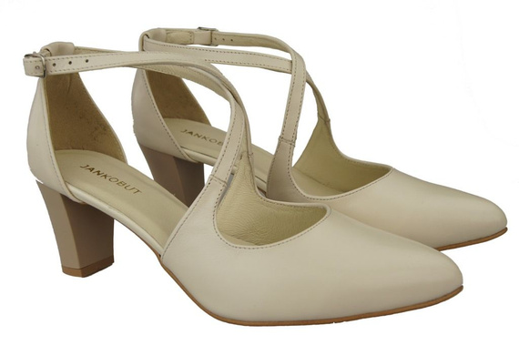 Dámská obuv na nízkém podpatku Sandály béžové Ecru Přírodní kůže 102 ElitaBut