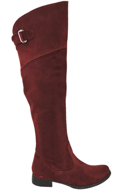 Dámská obuv Dámské kozačky Maroon Musketeers High over the knee natural leather Velour154 ElitaBut