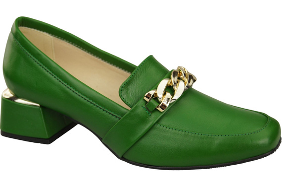 Dámská obuv Zelená s řetízkem Dámské mokasíny Přírodní kůže 193 ElitaBut