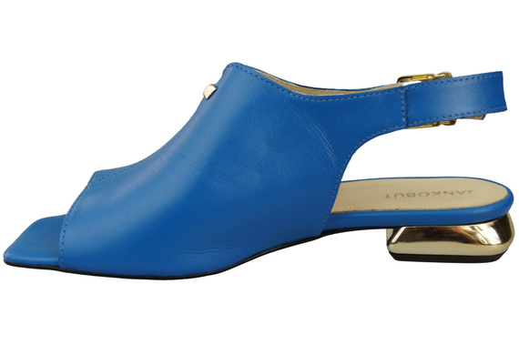 Pohodlná dámská obuv Sandály modré Plochý zlatý podpatek Přírodní kůže 207 ElitaBut