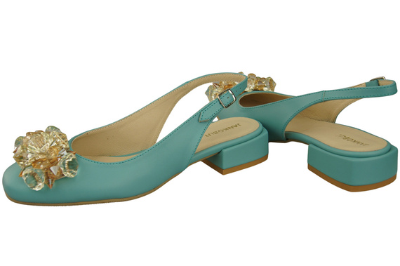 Dámská obuv Tyrkysové sandály s krystaly Přírodní kůže 215 ElitaBut