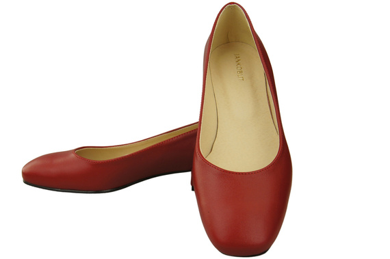 Pohodlná dámská obuv Červené ploché kožené lodičky 204 ElitaBut