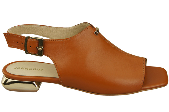 Pohodlná dámská obuv Červené sandály Plochý zlatý podpatek Přírodní kůže 207 ElitaBut