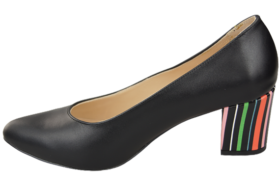 Dámská obuv Dámské lodičky černé přírodní kůže s ozdobným podpatkem 158 ElitaBut