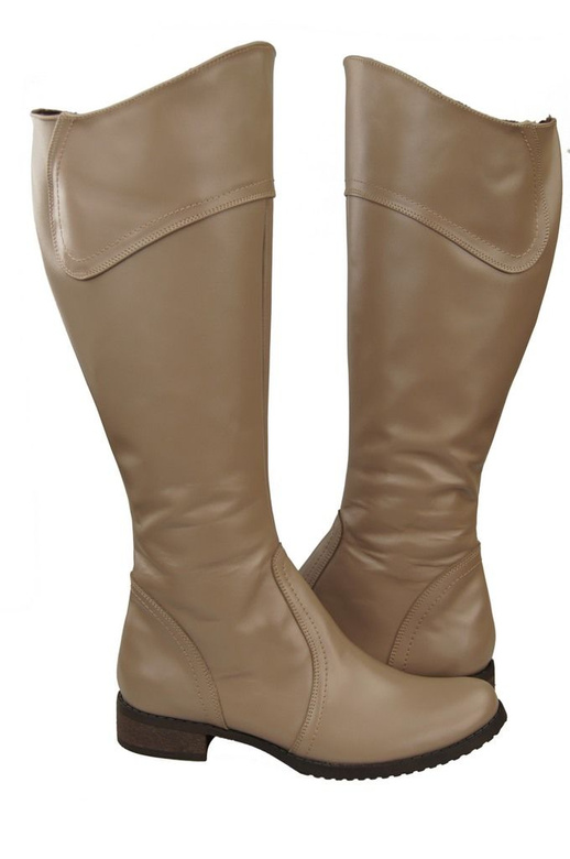 Obuv Dámské kozačky Cappuccino tmavá kůže 597 ElitaBut