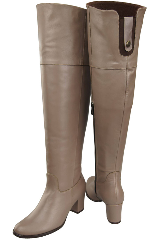 Dámské boty Cappuccino Dark Musketeers High over the knee natural leather 190 ElitaBut