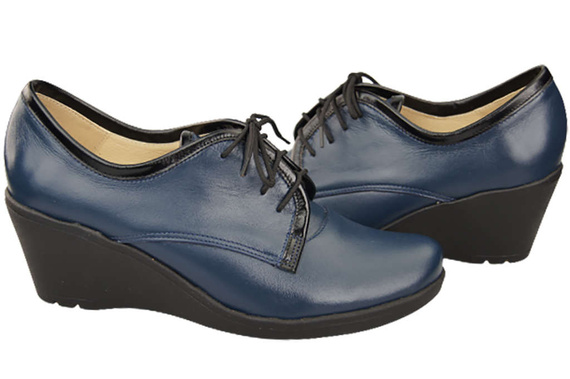 Obuv Dámské vysoké podpatky z přírodní kůže Námořnická modř 181 ElitaBut