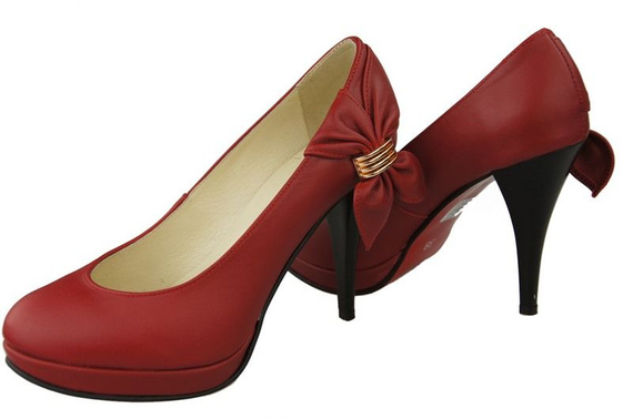 Dámská obuv Dámské lodičky na pantoflích z přírodní kůže Červená 976 ElitaBut