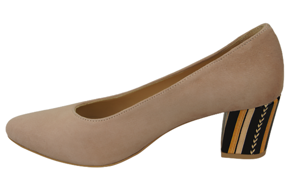 Dámská obuv Pink Suede Natural Leather Decorative Heel 158 With ElitaBut