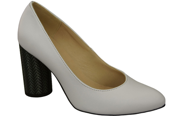 Dámská obuv Dámské lodičky Bílá přírodní kůže Barevný ozdobný podpatek 194 ElitaBut