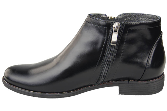 Jarní dámská obuv Přírodní kožené boty Černé lesklé 872 ElitaBut