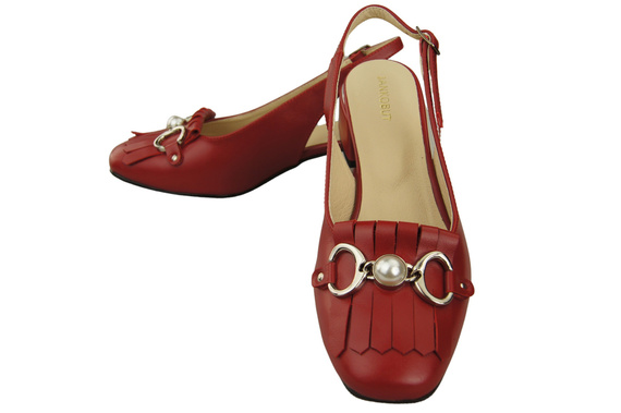 Dámská obuv Červené sandály zdobené třásněmi Přírodní kůže 208 ElitaBut