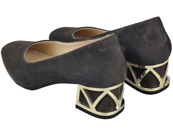 Pohodlné dámské boty Čokoláda lodičky s ozdobným podpatkem Přírodní semišová kůže 219 Od ElitaBut