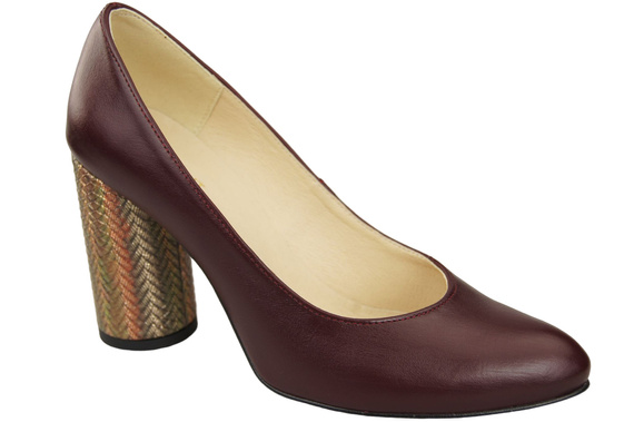 Dámské lodičky z přírodní kůže Barevný ozdobný podpatek 194 ElitaBut