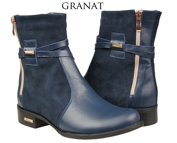 Dámská obuv Přírodní kožené kozačky Námořnická modrá 885 ElitaBut