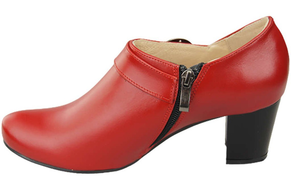 Obuv Dámské polobotky z přírodní kůže Červená 826 ElitaBut