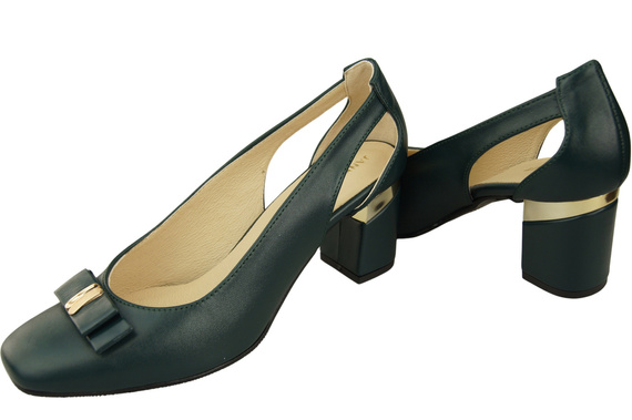 Boty Dámské malachitové lodičky z přírodní kůže s ozdobným podpatkem 199 ElitaBut