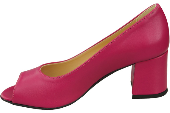 Dámská obuv Dámské lodičky PEEP TOE Fialové lodičky z přírodní kůže s potaženým podpatkem 192 ElitaBut