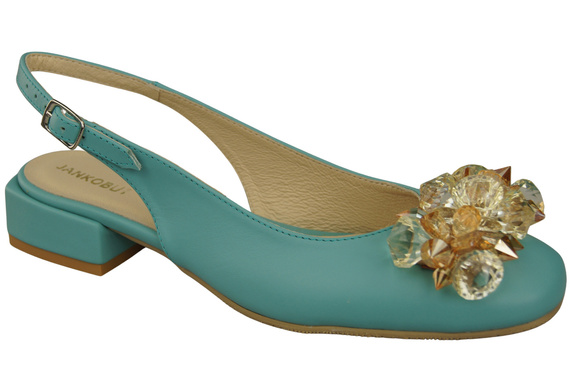 Dámská obuv Tyrkysové sandály s krystaly Přírodní kůže 215 ElitaBut