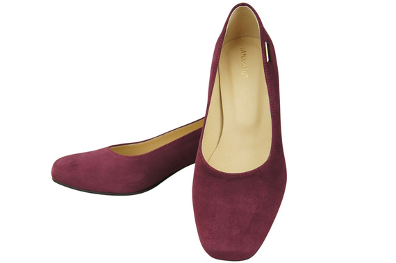 Pohodlná dámská obuv Maroon Natural Leather Suede 172 od ElitaBut