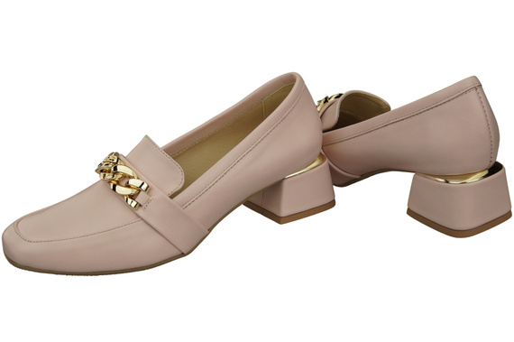 Dámská obuv Powder Pink s ozdobným řetízkem Dámské mokasíny Přírodní kůže 193 ElitaBut