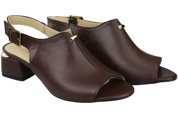 Dámská obuv Čokoládové sandály se zlatou přezkou Přírodní kůže 198 ElitaBut