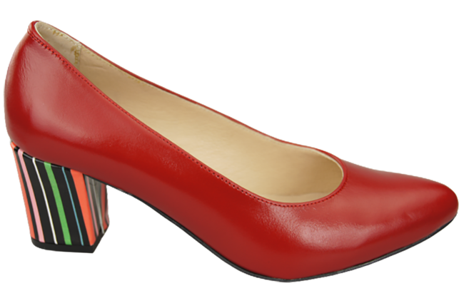 Dámská obuv Červené lodičky z přírodní kůže s ozdobným podpatkem 158 ElitaBut