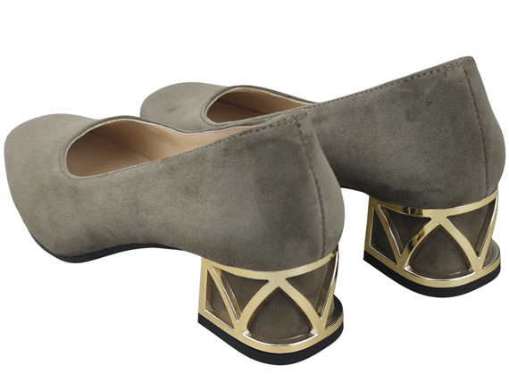 Pohodlné dámské boty Světle hnědá lodičky s ozdobným podpatkem Přírodní semišová kůže 219 Od ElitaBut