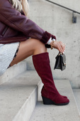 Obuv Dámské kotníkové boty Maroon přírodní kůže velur 745 ElitaBut