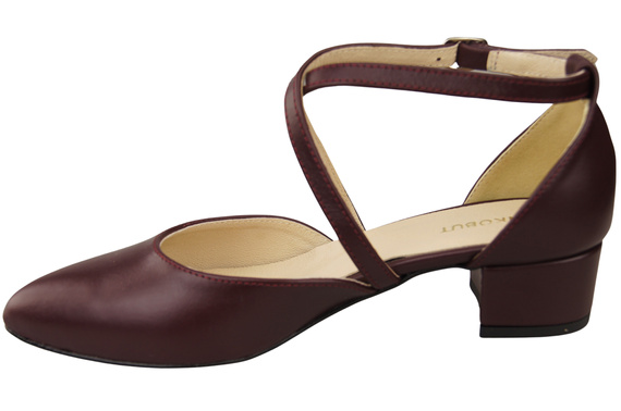 Dámské Sandály Kožené Maroon s Pásky na Nízkém Podpatku 223 ElitaBut