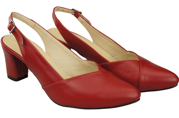 Dámská obuv Červené sandály na podpatku Přírodní kůže 217 ElitaBut