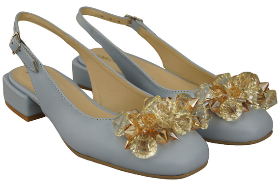 Dámská obuv Sandály Bright Blue s krystaly Přírodní kůže 215 ElitaBut