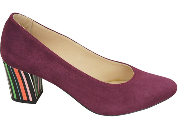 Dámská obuv Maroon Natural Suede Leather Decorative Heel 158 With ElitaBut