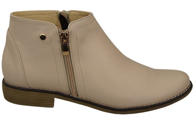 Jarní dámská obuv Kozačky z přírodní kůže Cappuccino Bright 872 ElitaBut