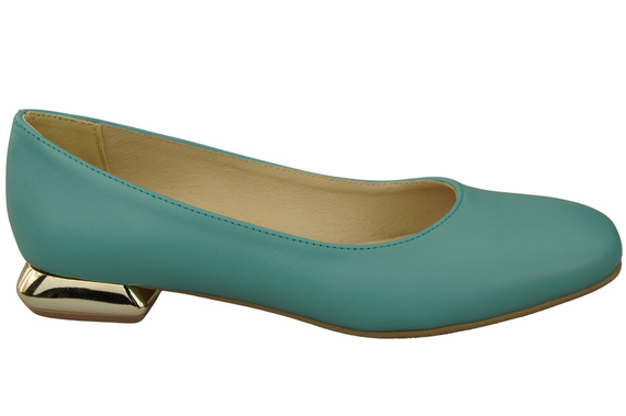 Ploché dámské boty Tyrkysové lodičky Ozdobný podpatek Přírodní kůže 209 ElitaBut