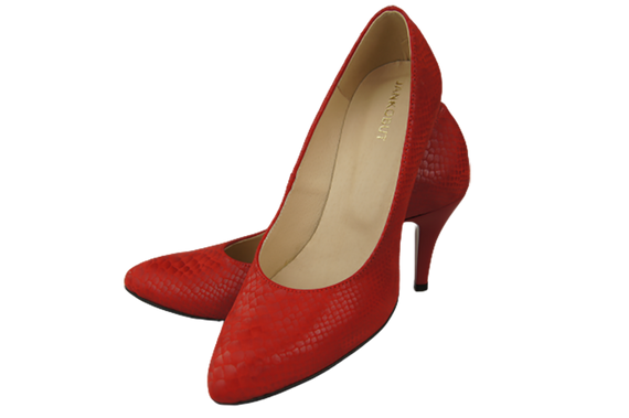 Dámská obuv Červené lodičky Hadí motiv Přírodní kůže 150 ElitaBut