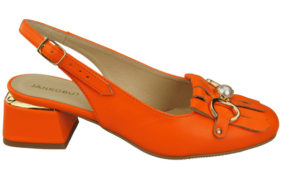 Dámská obuv Oranžové sandály zdobené třásněmi Přírodní kůže 208 ElitaBut