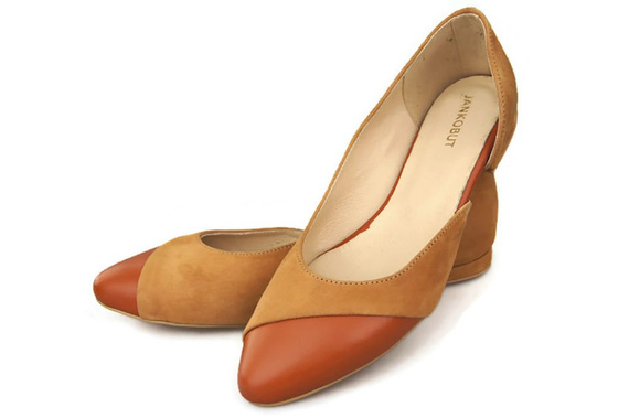 Dámské baleríny Červená semišová přírodní kůže 146 ElitaBut