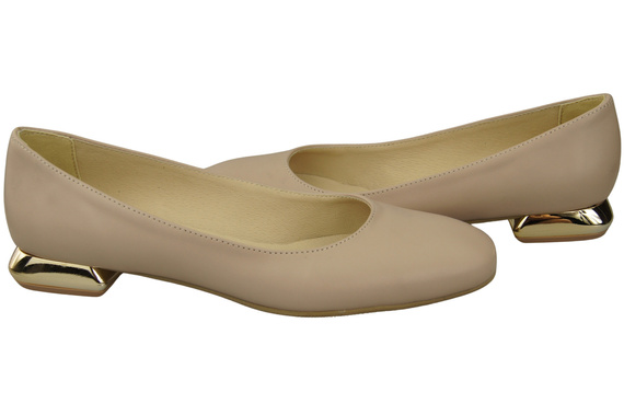 Ploché dámské boty Boty Cappuccino Světlý ozdobný podpatek Přírodní kůže 209 ElitaBut