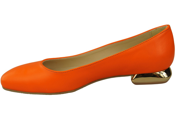 Plochá dámská obuv Dámské lodičky Oranžový ozdobný podpatek Přírodní kůže 209 ElitaBut