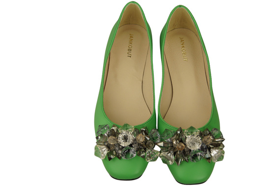 Dámské lodičky s krystaly Lime flat Přírodní kůže 216 ElitaBut