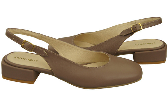 Dámská obuv Sandály Cappuccino Dark Flat Heel Natural Leather 206 ElitaBut