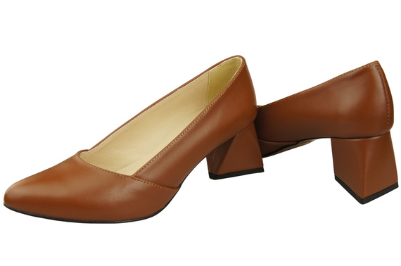 Dámské Lodičky Hnědá Pravá Kůže Špičatá Špička Podpatek ElitaBut 221