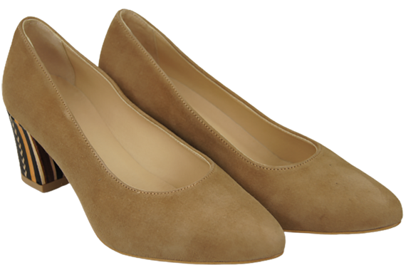 Dámská obuv Olive Natural Leather Suede Decorative Heel 158 With ElitaBut