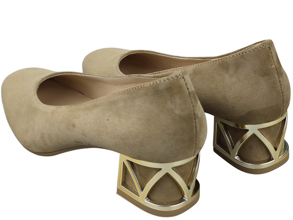 Pohodlné dámské boty Olive lodičky s ozdobným podpatkem Přírodní semišová kůže 219 Od ElitaBut