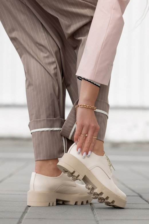 Obuv Dámské šněrovací boty Béžová kůže Natural 180 ElitaBut