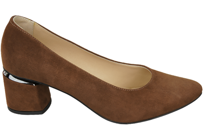 Dámská obuv Hnědé semišové kožené lodičky 143 Z ElitaBut