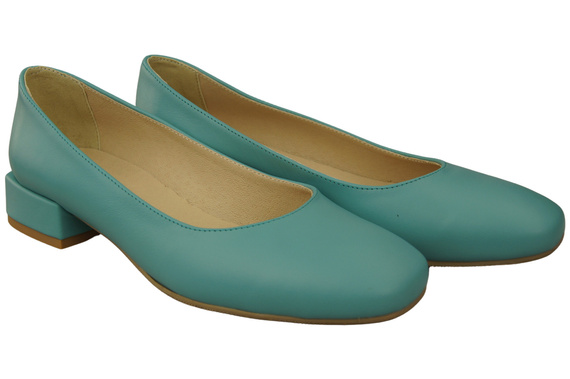 Pohodlná dámská obuv Tyrkysové byty Přírodní kůže 204 ElitaBut